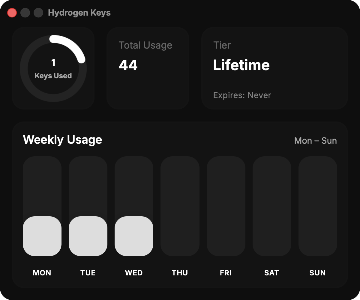 hydrogen keys app